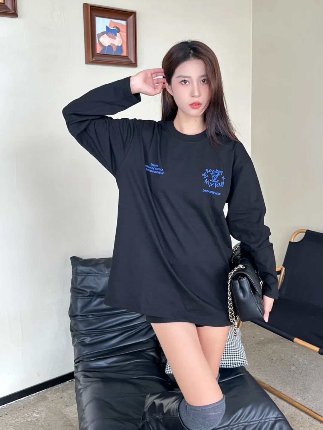 Louis Vuitton/Louis Vuitton 25Fw Dreamer graffiti slogan new flower long-sleeved T-shirt